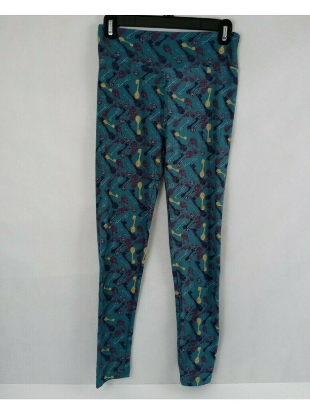 New LuLaRoe One Size Leggings Jade With Multi-color Keys Design
